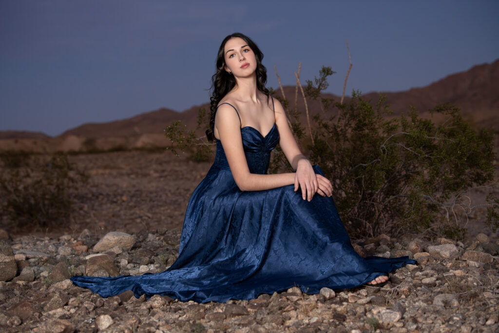 Editorial senior portrait of girl in the Yuma, Arizona desert.